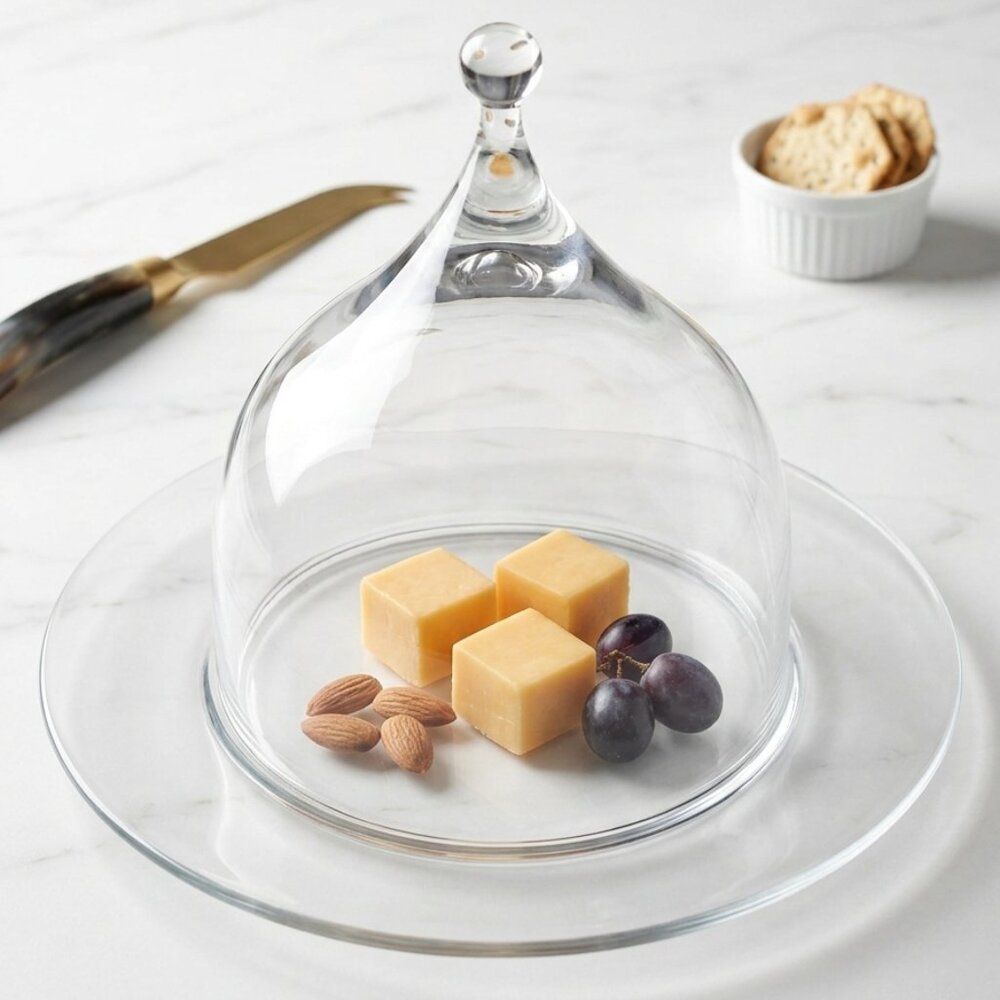 Mid-Century Glass Dome Cheese Platter Good Used Condition